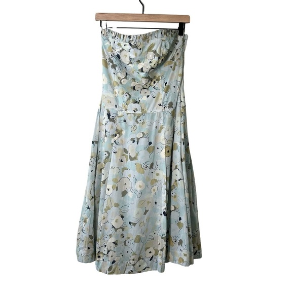 Express Strapless Cotton Floral Fit and Flare Midi Dress, 8 - Picture 1 of 7